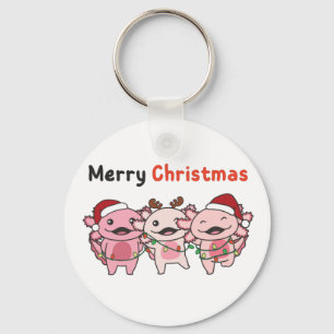 Axolotl Christmas Cute Axolotls Merry Christmas Ke Key Ring