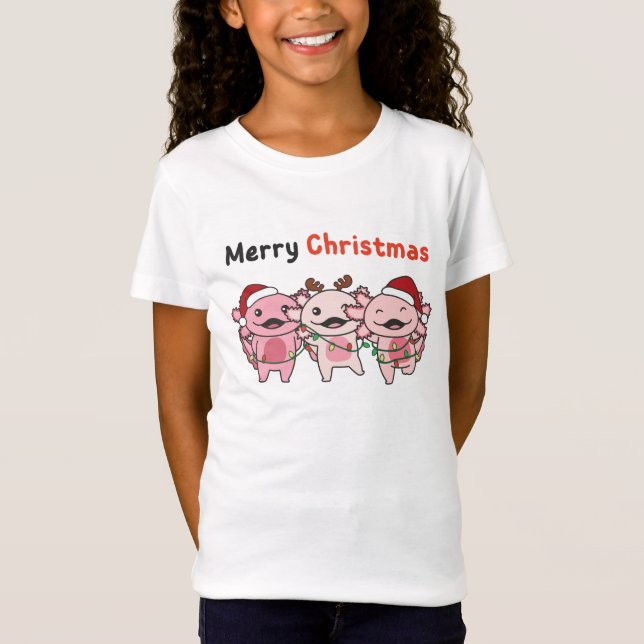 Axolotl Christmas Cute Axolotls Merry Christmas T-Shirt (Front)