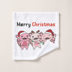 Axolotl Christmas Cute Axolotls Merry Christmas Wash Cloth