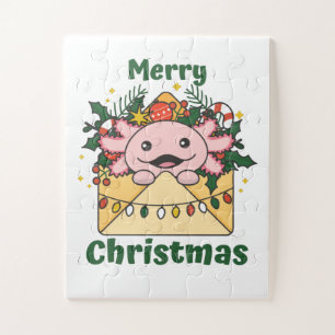 Axolotl Christmas Letter Winter Animals Axolotls Jigsaw Puzzle