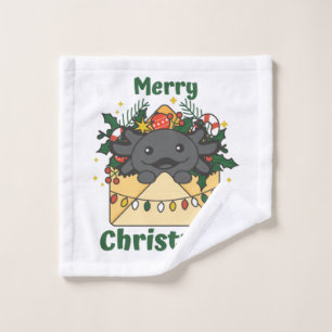 Axolotl Christmas Letter Winter Animals Axolotls Wash Cloth