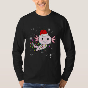 Axolotl Christmas Lights Led Santa Hat Christmas T-Shirt
