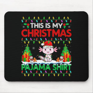 Axolotl Christmas Santa Hat Pajama Shirt Axolotl L Mouse Pad