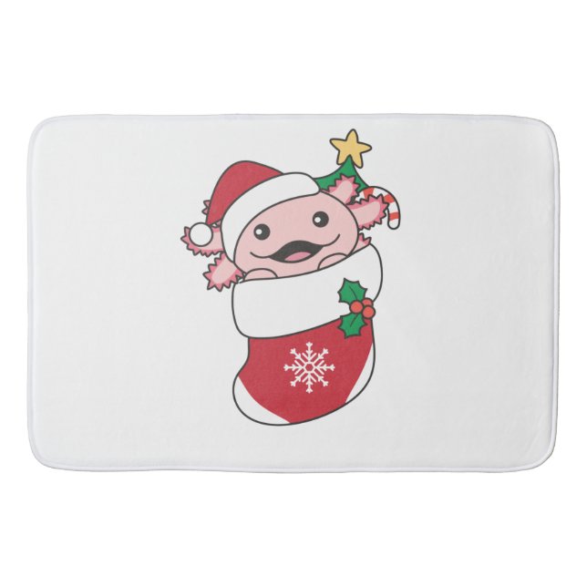 Axolotl Christmas Snow Winter Animals Axolotls Bath Mat (Front)