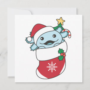 Axolotl Christmas Snow Winter Animals Axolotls Hol Holiday Card