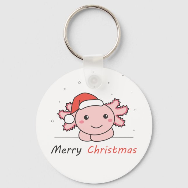Axolotl Christmas Snow Winter Animals Axolotls Key Ring (Front)