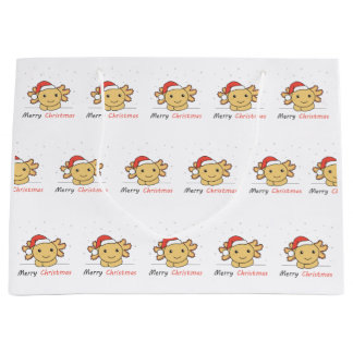 Axolotl Christmas Snow Winter Animals Axolotls Large Gift Bag