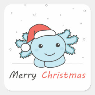 Axolotl Christmas Snow Winter Animals Axolotls Square Sticker