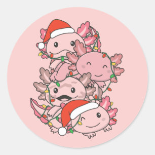Axolotl Christmas Tree Christmas Animals Axolotls Classic Round Sticker