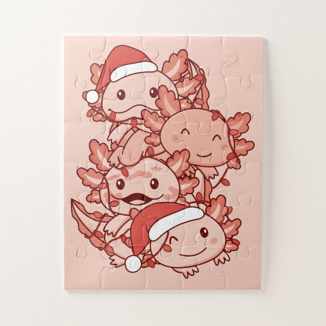 Axolotl Christmas Tree Christmas Animals Axolotls  Jigsaw Puzzle (Vertical)