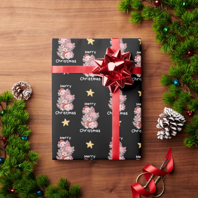 Axolotl Christmas Tree Christmas Animals Axolotls Wrapping Paper (Holiday Gift)