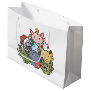 Axolotl Christmas Tree Funny Animal Christmas Large Gift Bag