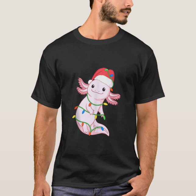 Axolotl Christmas Tree Lights Holiday Pet Lover Ta T-Shirt (Front)