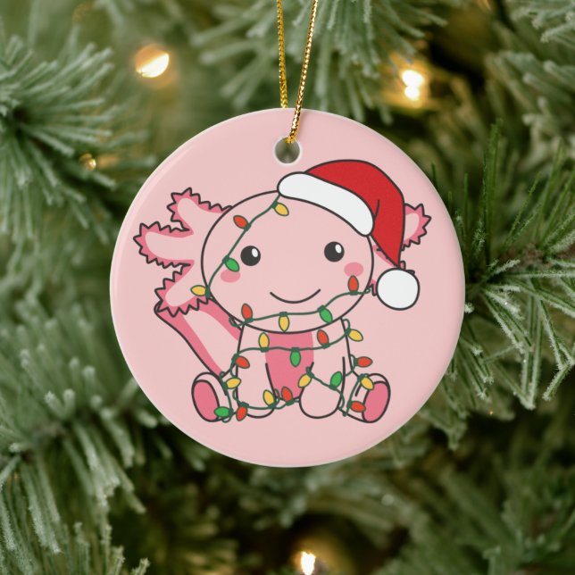 Axolotl Christmas Winter Animals Axolotls Ceramic  Tree Decoration (Tree)