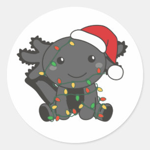 Axolotl Christmas Winter Animals Axolotls Classic  Round Sticker
