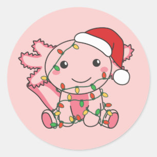 Axolotl Christmas Winter Animals Axolotls Classic  Round Sticker