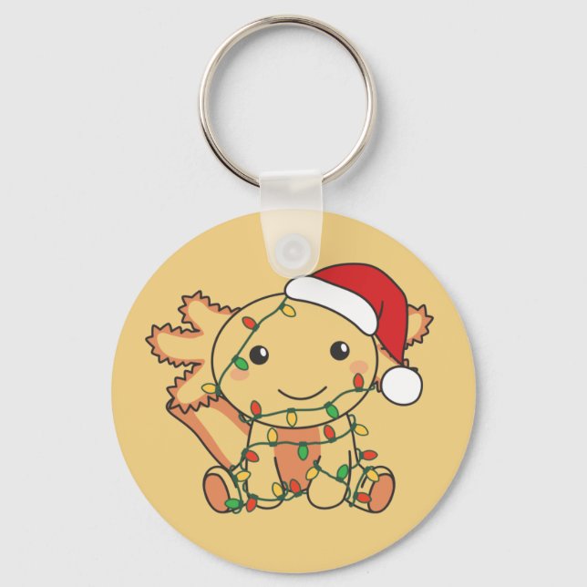 Axolotl Christmas Winter Animals Axolotls Keychain (Front)