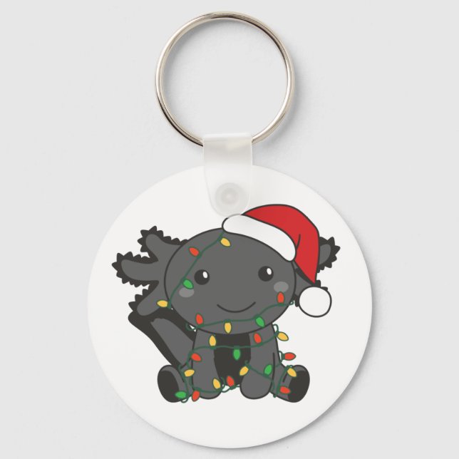 Axolotl Christmas Winter Animals Axolotls Keychain (Front)