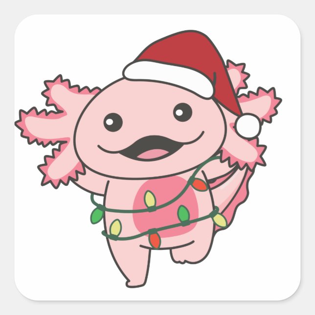Axolotl Christmas Winter Animals Axolotls Square S Square Sticker (Front)