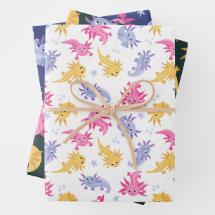 Axolotl Colourful Cartoon Wrapping Paper Sheet
