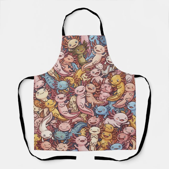 Axolotl Cuddle Crowd – Whimsical Smiles Everywhere Apron (Front)