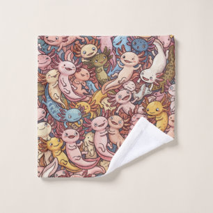 Axolotl Cuddle Crowd – Whimsical Smiles Everywhere Wash Cloth