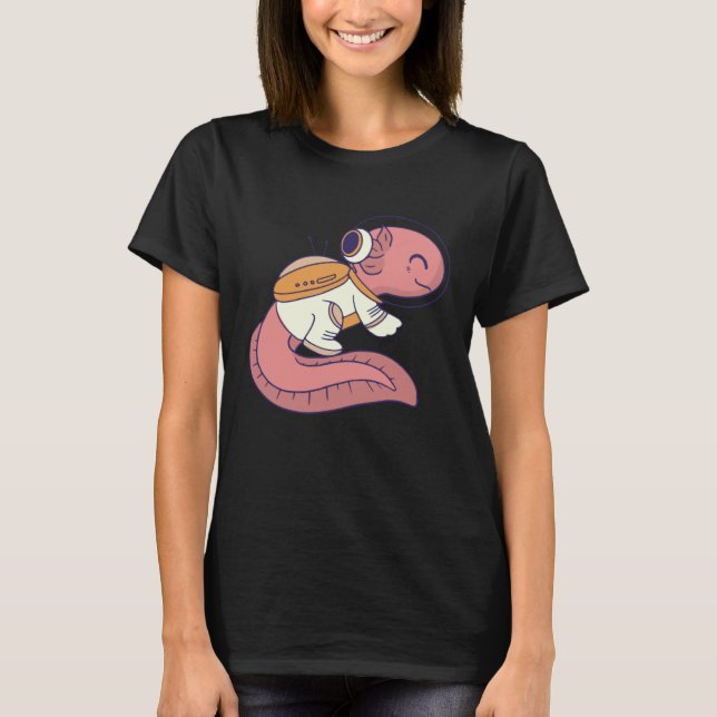 axolotl cute funny axolotl lover space spaceman T-Shirt (Front)