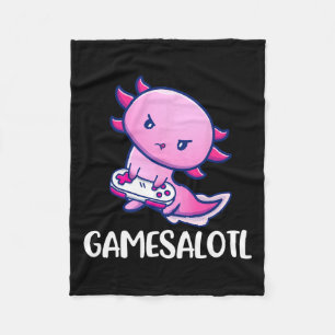 Axolotl Cute Playing Video Game Fleece Blanket