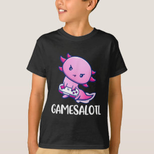 Axolotl Cute Playing Video Game T-Shirt