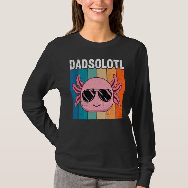 Axolotl Dad With Sunglasses Retro Cool Father Axol T-Shirt (Front)