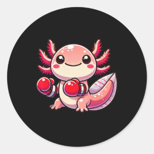 Axolotl Dressed As A Boxer Funny Boxing  Classic Round Sticker