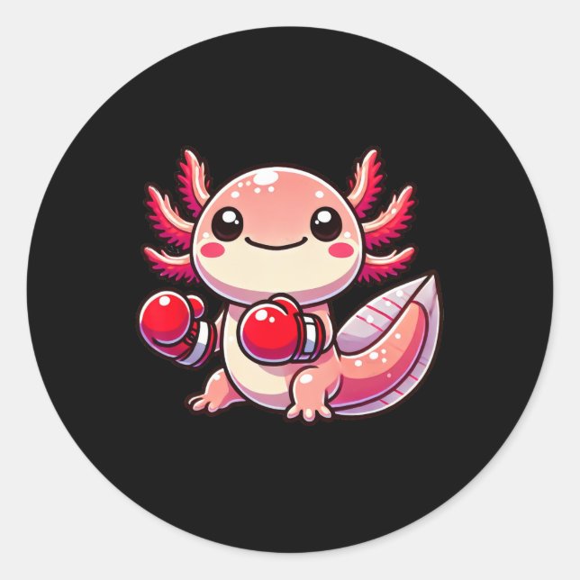 Axolotl Dressed As A Boxer Funny Boxing  Classic Round Sticker (Front)