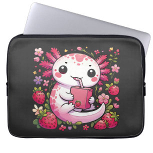 Axolotl Drinking Japanese Strawberry Milk Laptop Sleeve