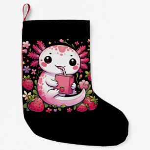 Axolotl Drinking Japanese Strawberry Milk Small Christmas Stocking