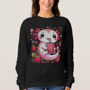 Axolotl Drinking Japanese Strawberry Milk  Sweatshirt