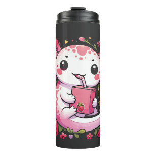 Axolotl Drinking Japanese Strawberry Milk Thermal Tumbler