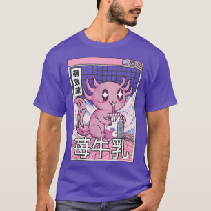 Axolotl Drinking Strawberry Milk Japan Otaku Anime T-Shirt