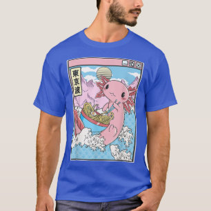 Axolotl Eating Ramen Japan Waves Anime Kawaii Vapo T-Shirt