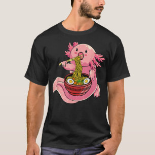 Axolotl Eating Ramen Noodle  For Girls Teen Boys T-Shirt