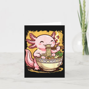 Axolotl Eating Ramen Noodles Card