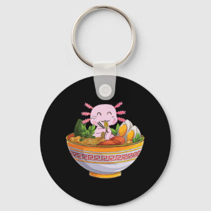 Axolotl Eating Ramen Noodles Kawaii Anime Gift Gir Key Ring