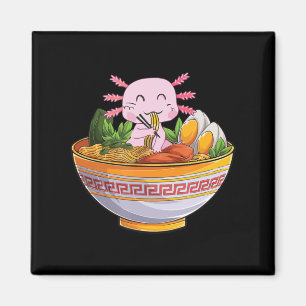Axolotl Eating Ramen Noodles Kawaii Anime Gift Gir Magnet