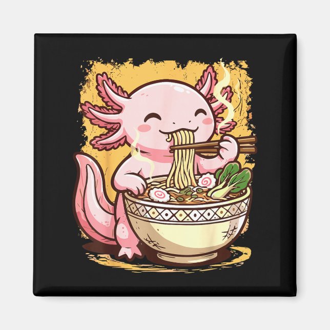 Axolotl Eating Ramen Noodles  Magnet (Front)