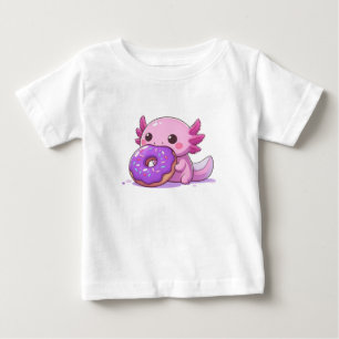 Axolotl eats purple doughnuts. baby T-Shirt