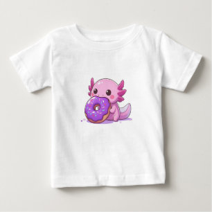 Axolotl eats purple doughnuts. baby T-Shirt