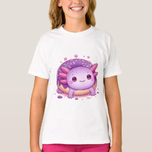 Axolotl eats purple doughnuts. T-Shirt