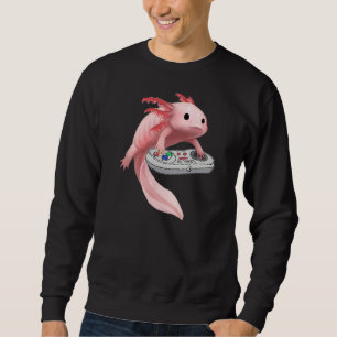 Axolotl Fish Playing Video Game White-Axolotl Liza Sweatshirt