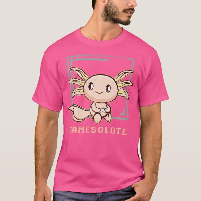 Axolotl Fish Playing Video Gaming Lizard Gamesolot T-Shirt (Front)