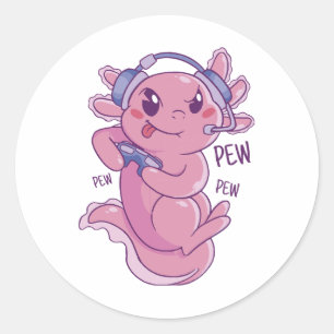 Axolotl Gamer Challenge Blast Classic Round Sticker