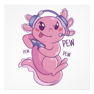 Axolotl Gamer Challenge Blast Photo Print